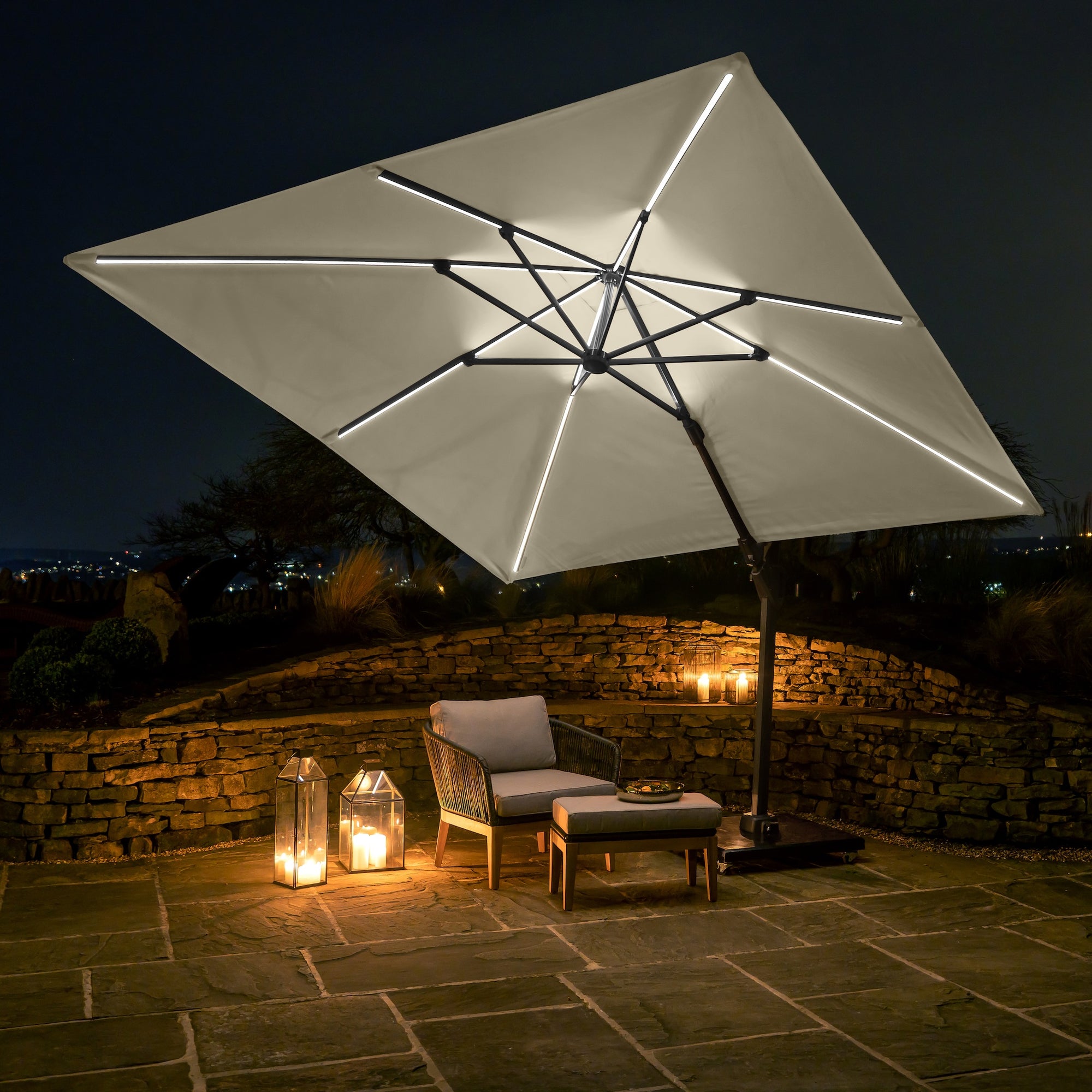 Platinum Glow 3m Square Parasol