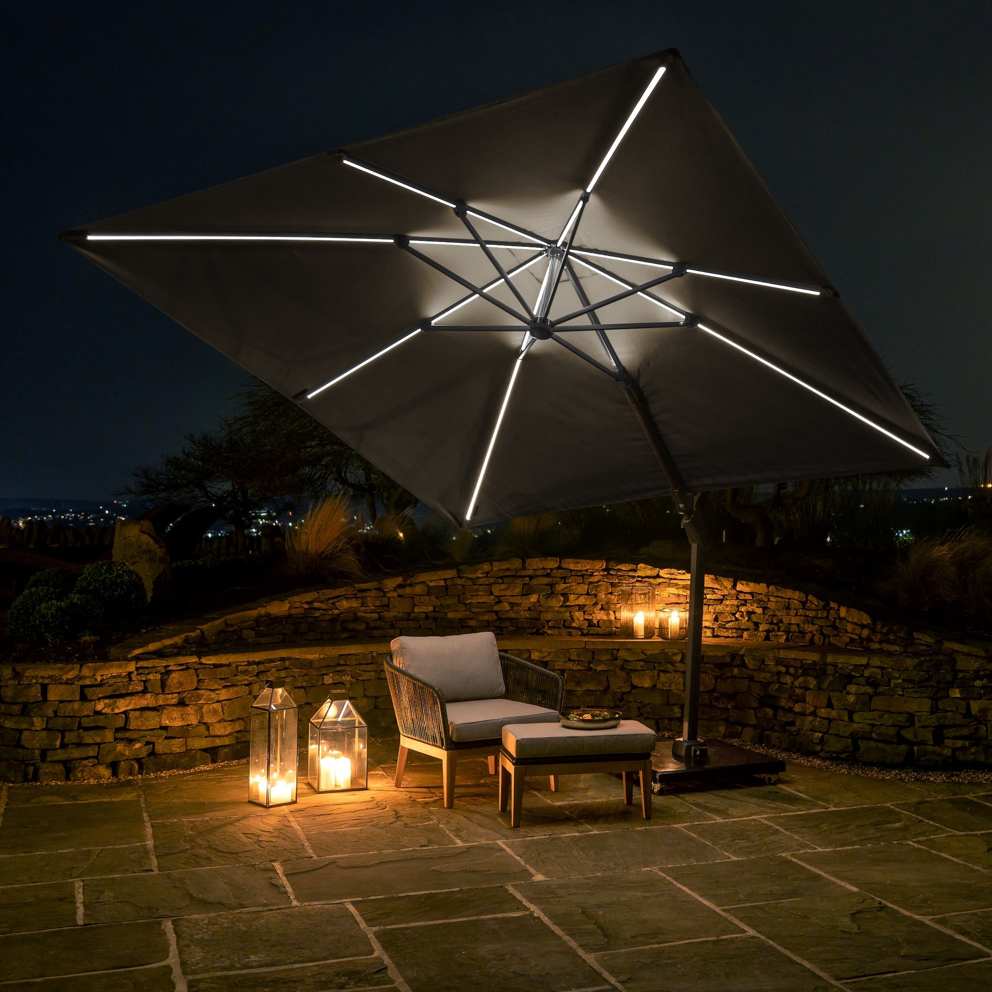 Platinum Glow 3m Square Parasol