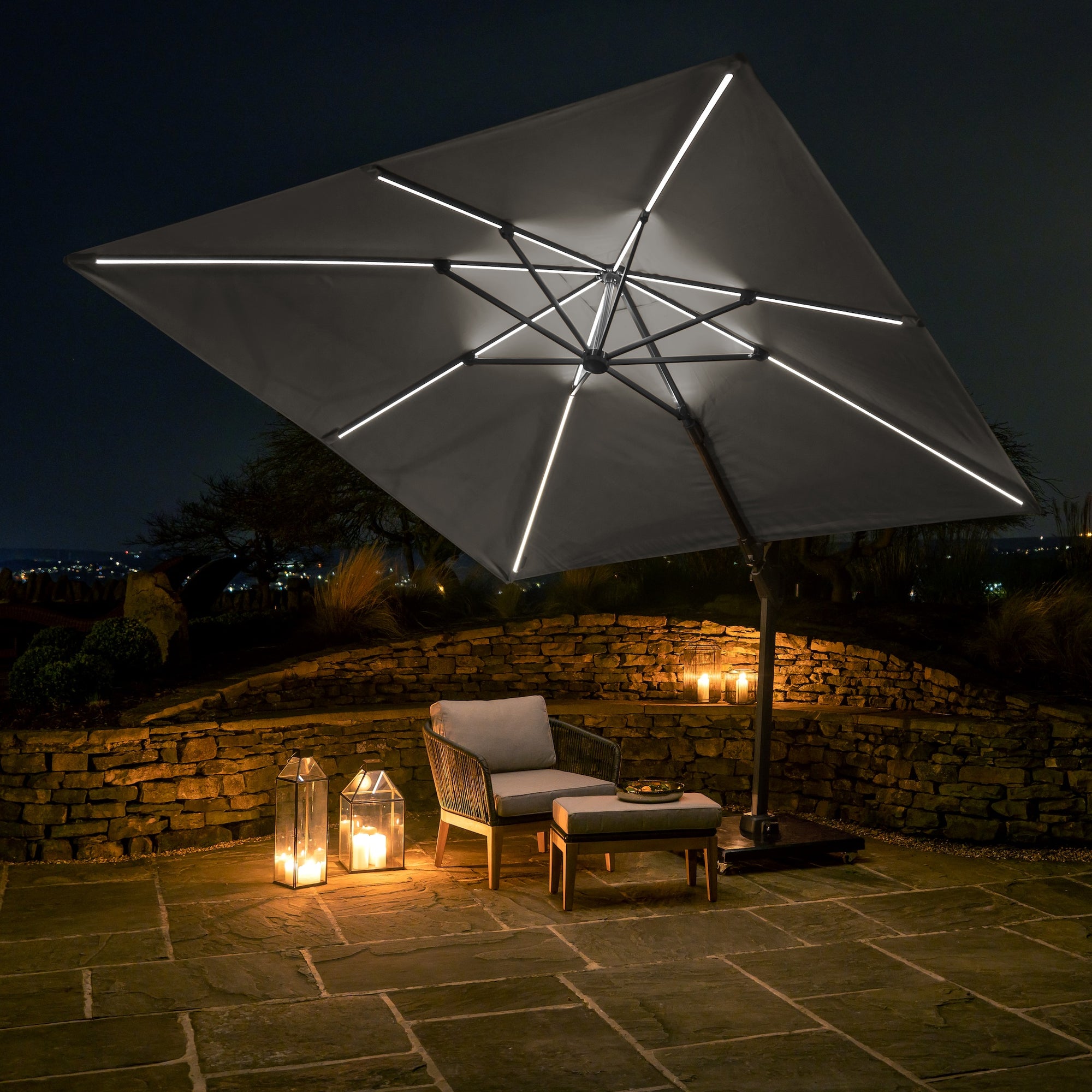Platinum Glow 3m Square Parasol