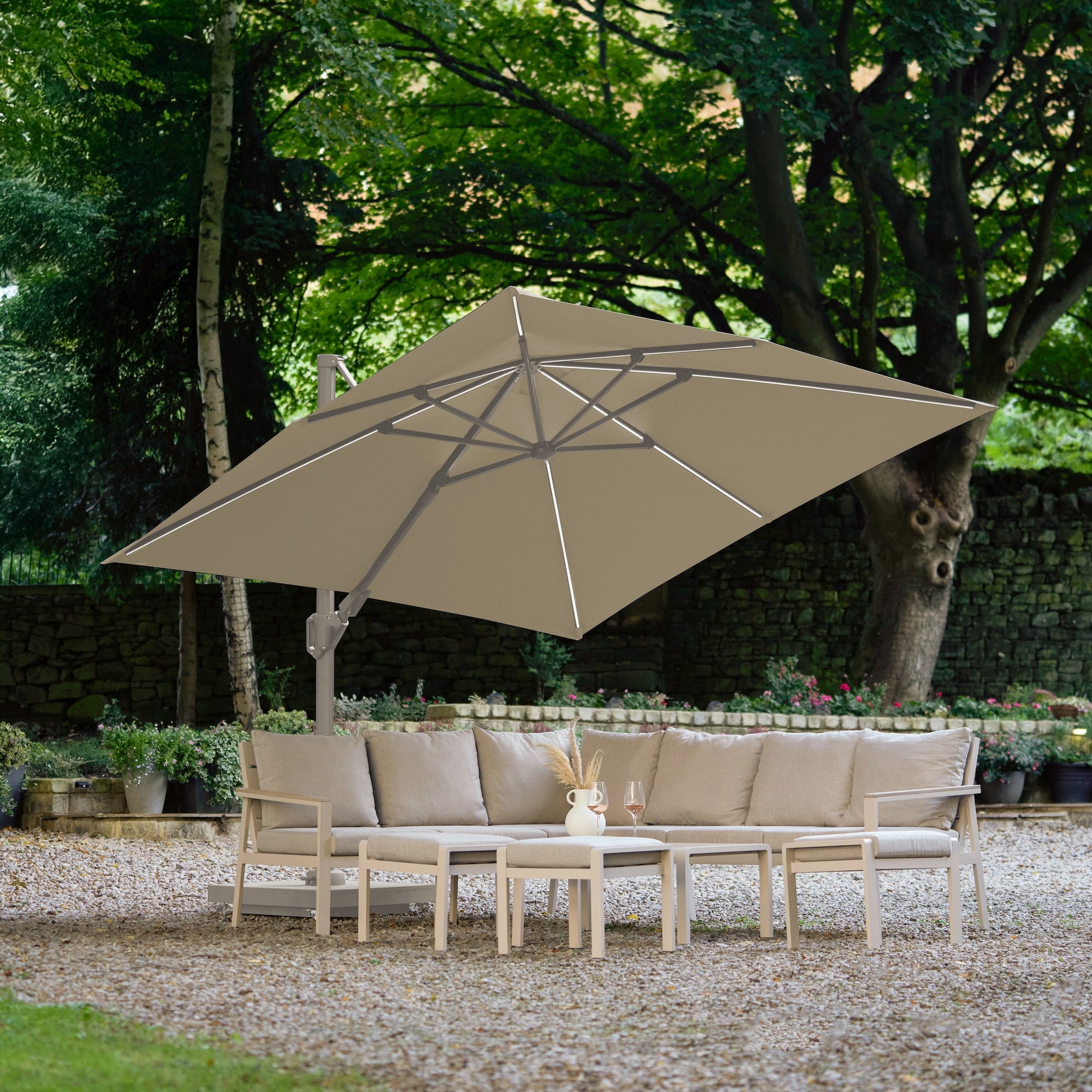 Platinum Glow 3m Square Parasol