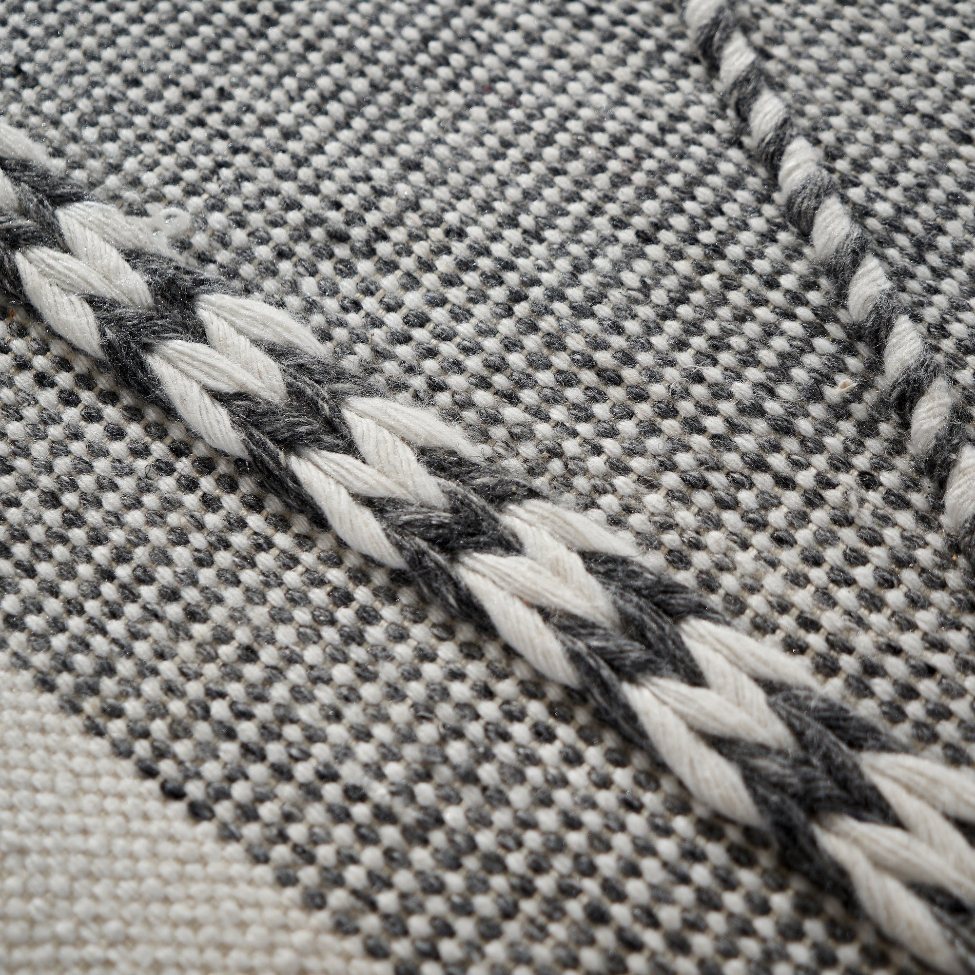 Outdoor Grey and White Plaited Stripe Design Rug