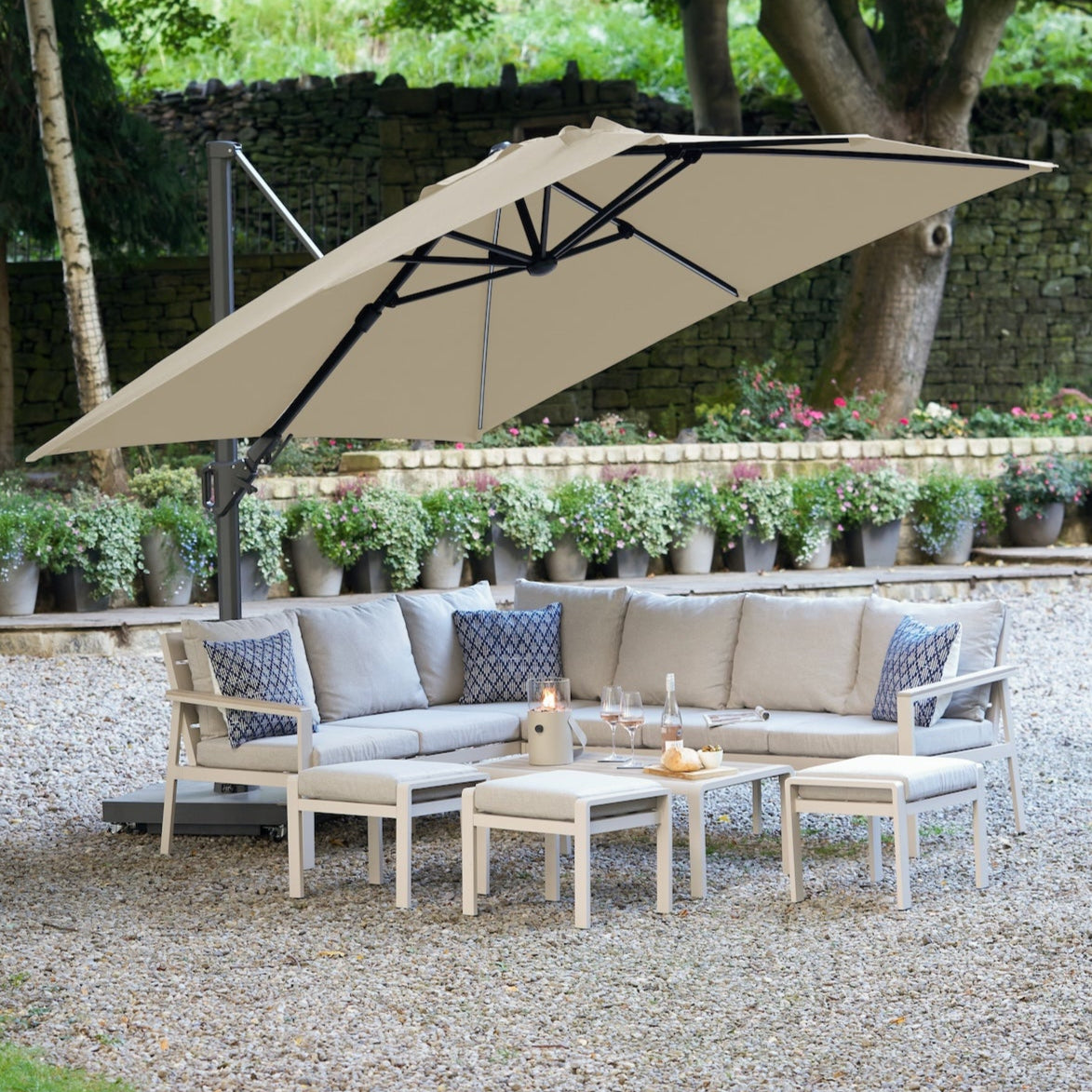 Platinum Glow 3m Square Parasol - Premium