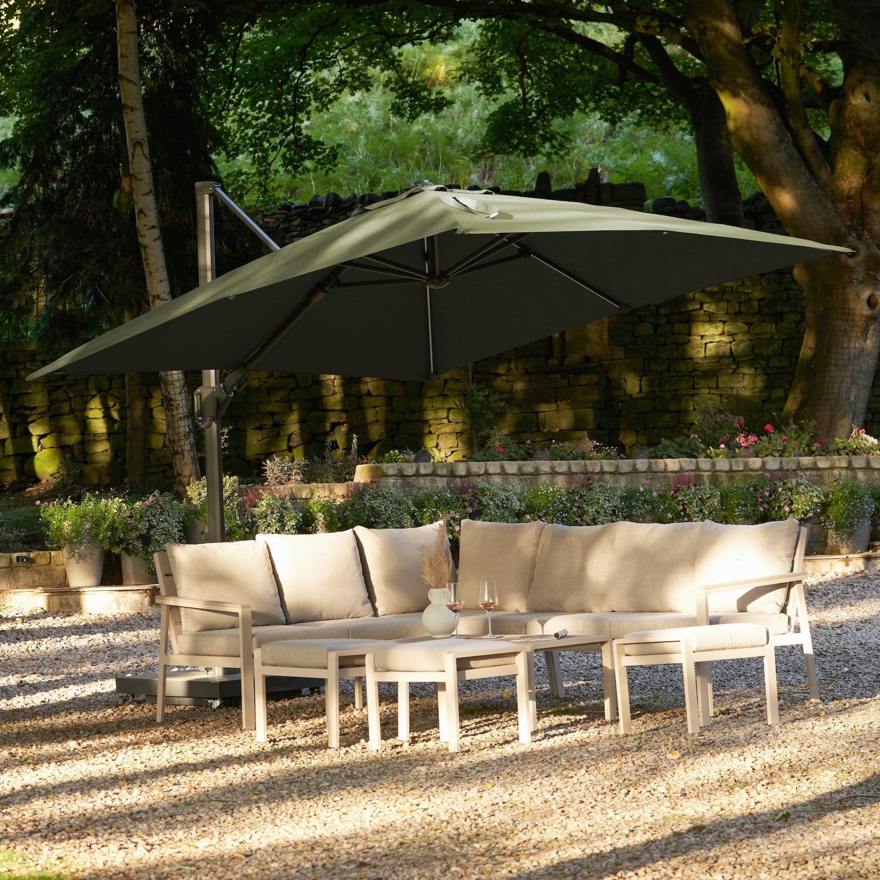Platinum Glow 3m Square Parasol - Premium