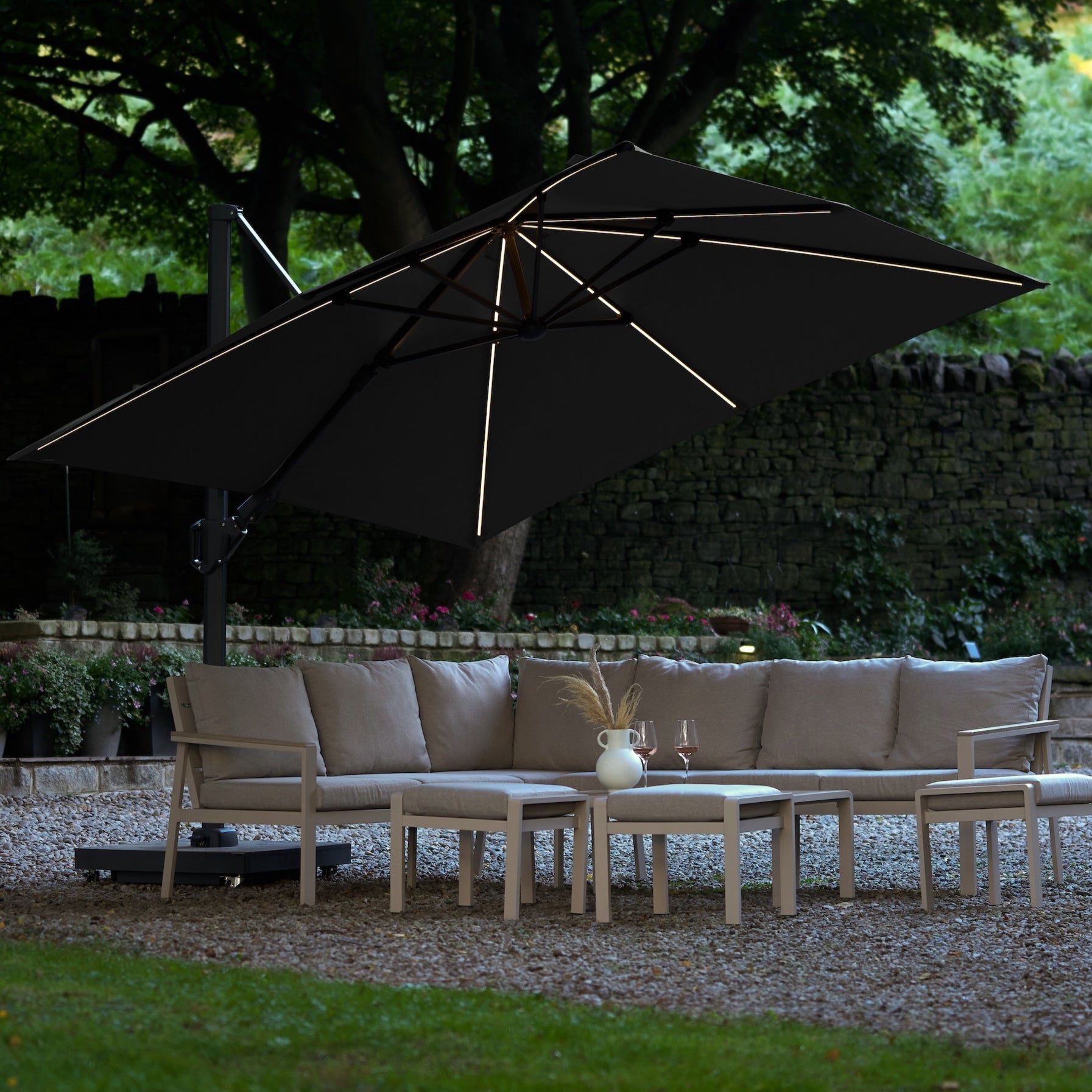 Platinum Glow 3m Square Parasol - Premium