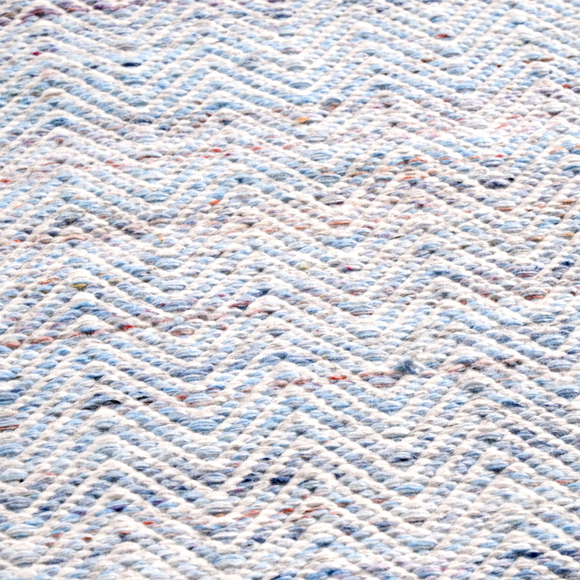 Outdoor Aqua Blue and White Inca Design Rug