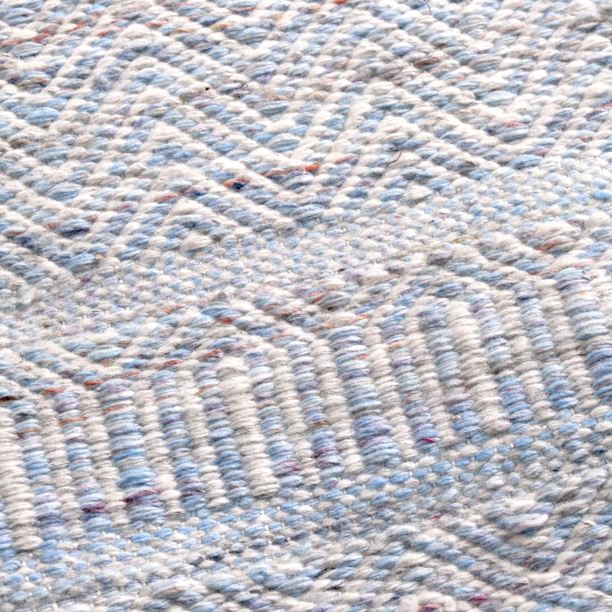 Outdoor Aqua Blue and White Inca Design Rug