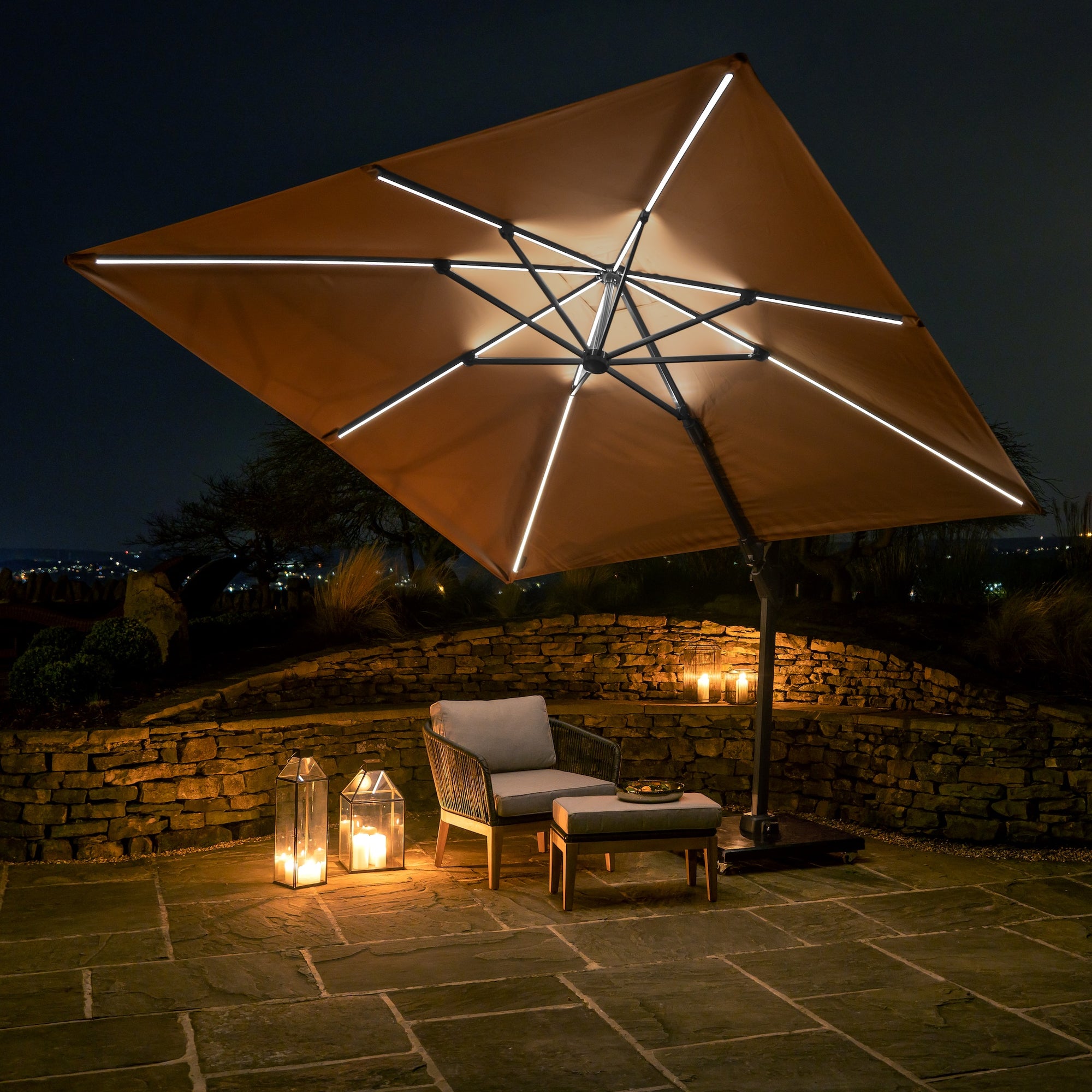 Platinum Glow 3m Square Parasol