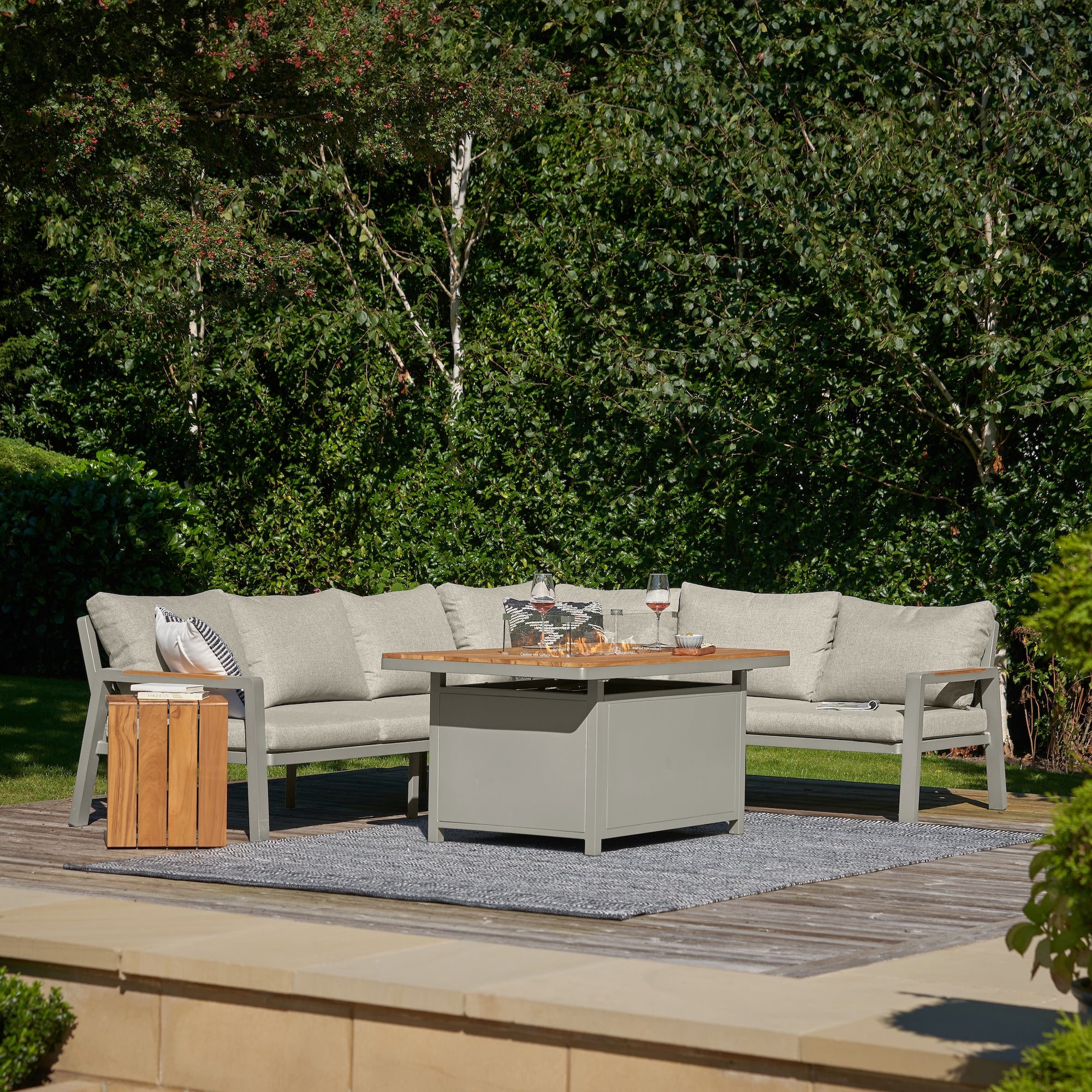 Stockholm Outdoor Seating Set with Fire Pit Table