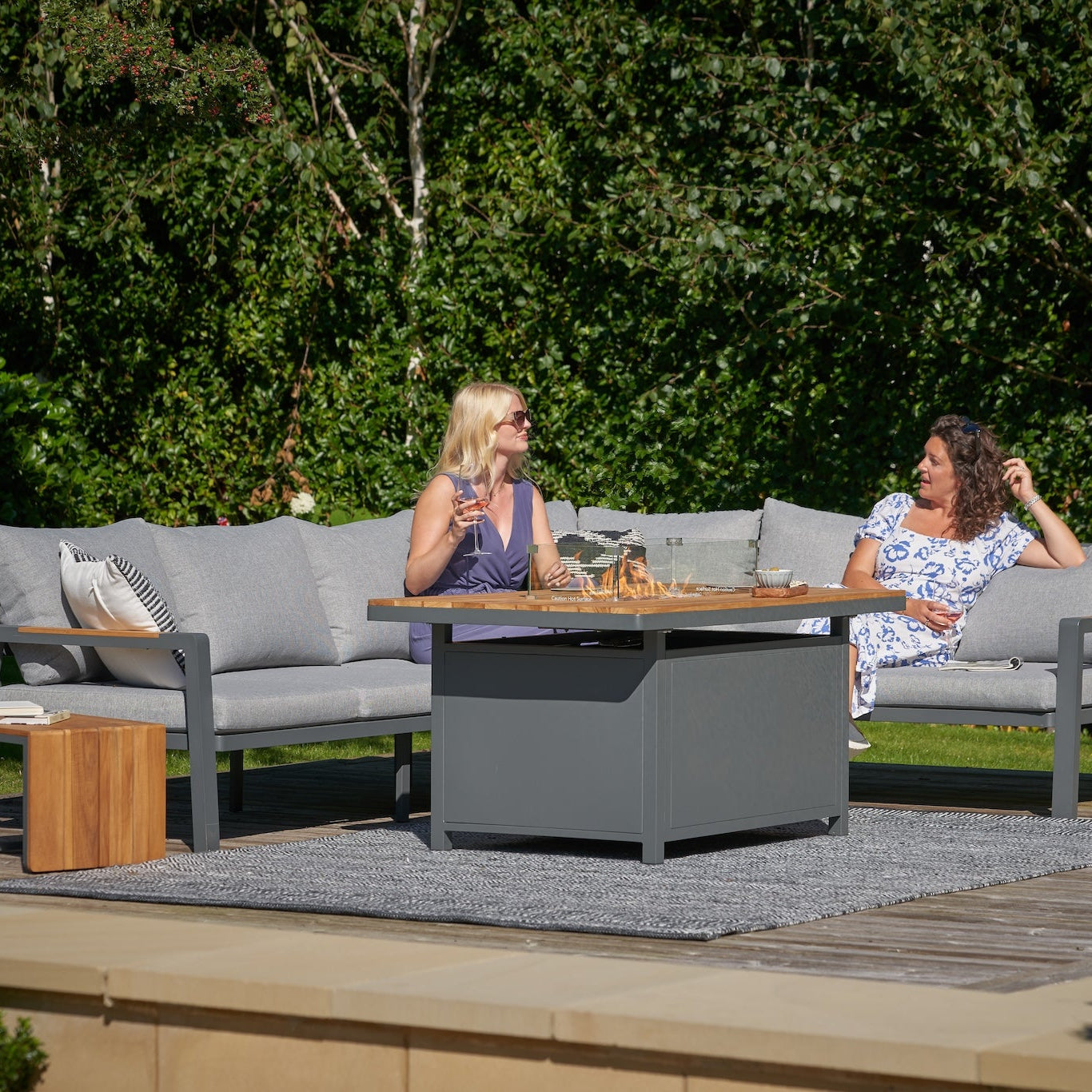 Stockholm Outdoor Seating Set with Fire Pit Table