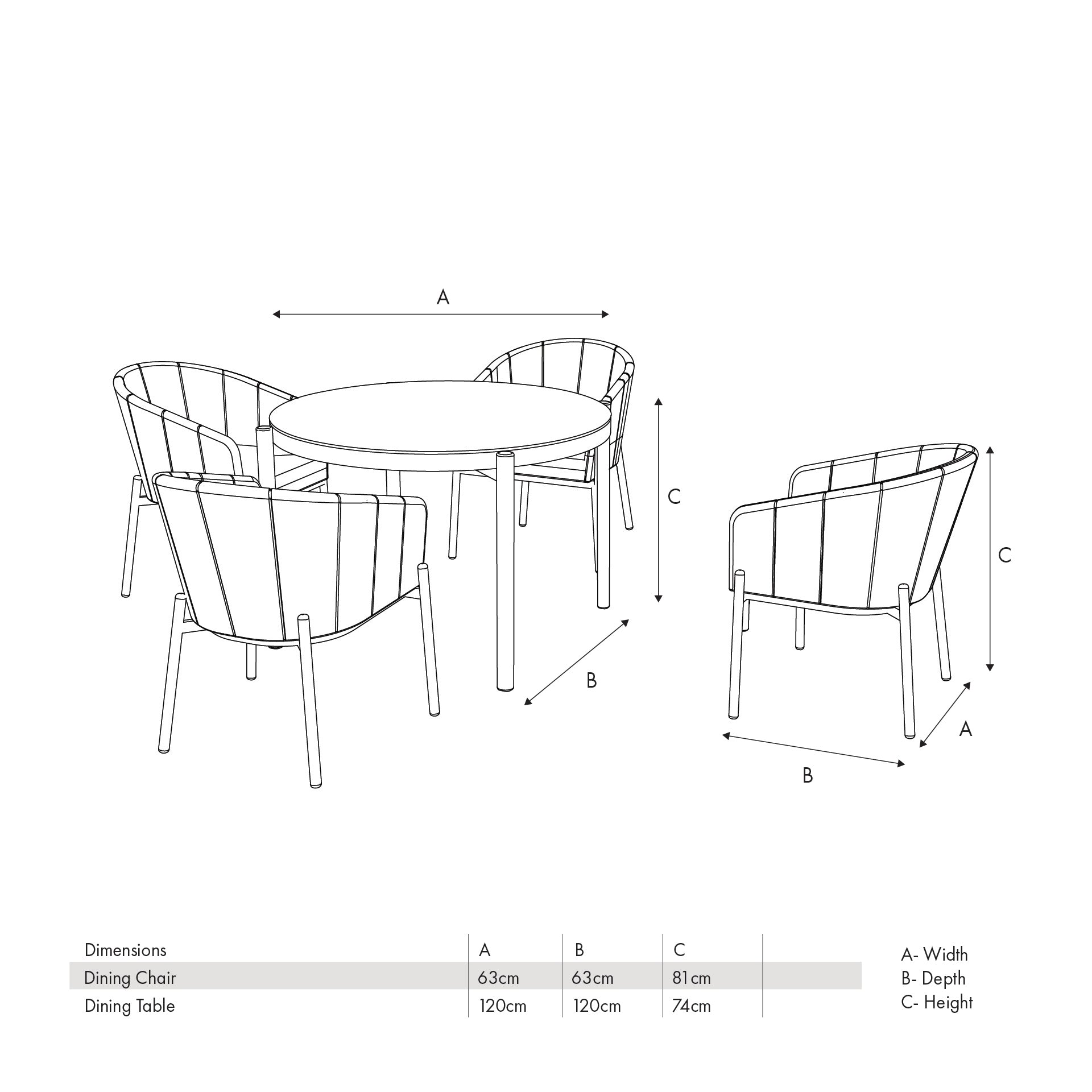 Nevada Putty Outdoor 4 Seater Round Dining Set