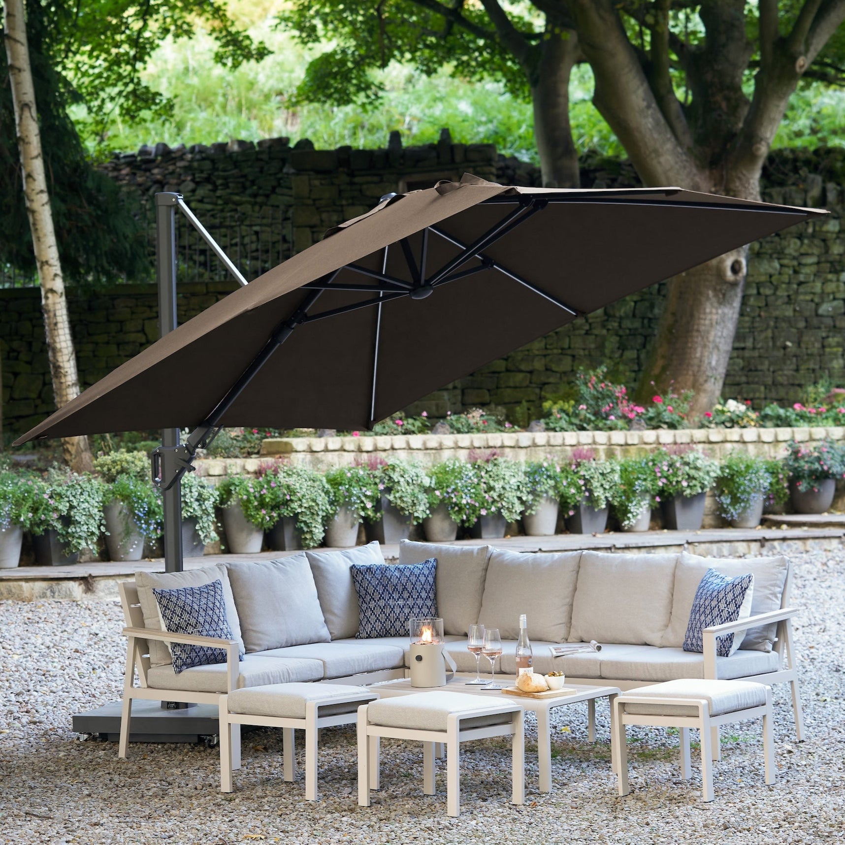 Platinum Glow 3m Square Parasol - Premium