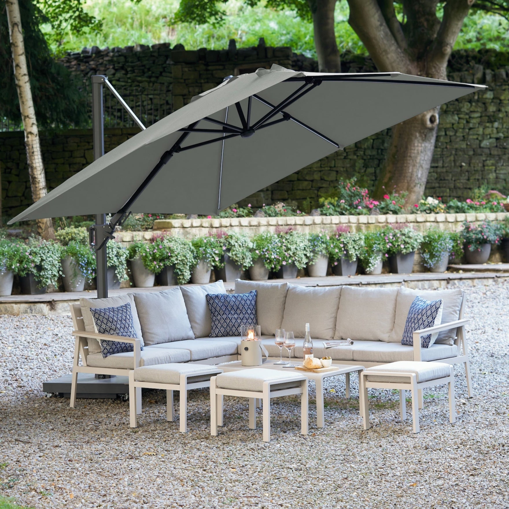 Platinum Glow 3m Square Parasol - Premium