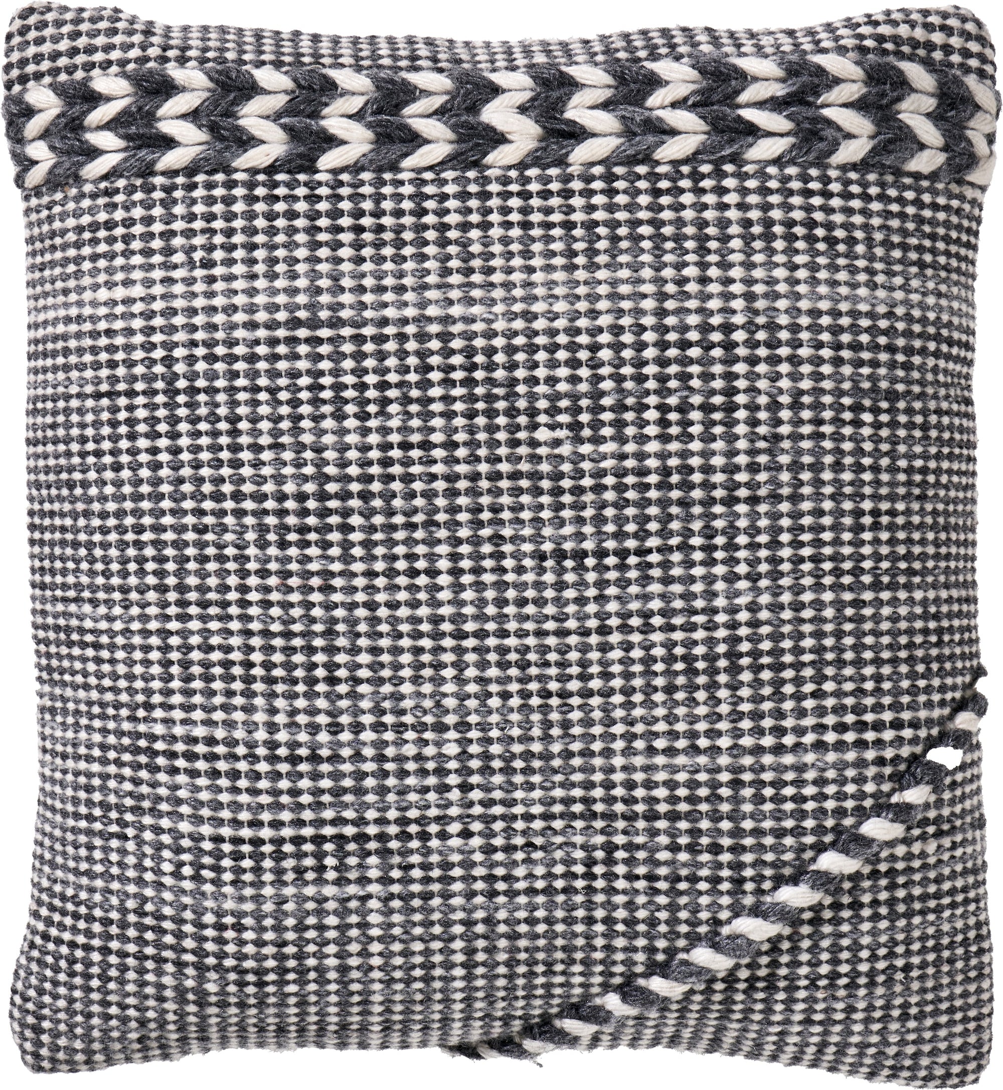 Outdoor Grey and White Plaited Stripe Design Scatter Cushion