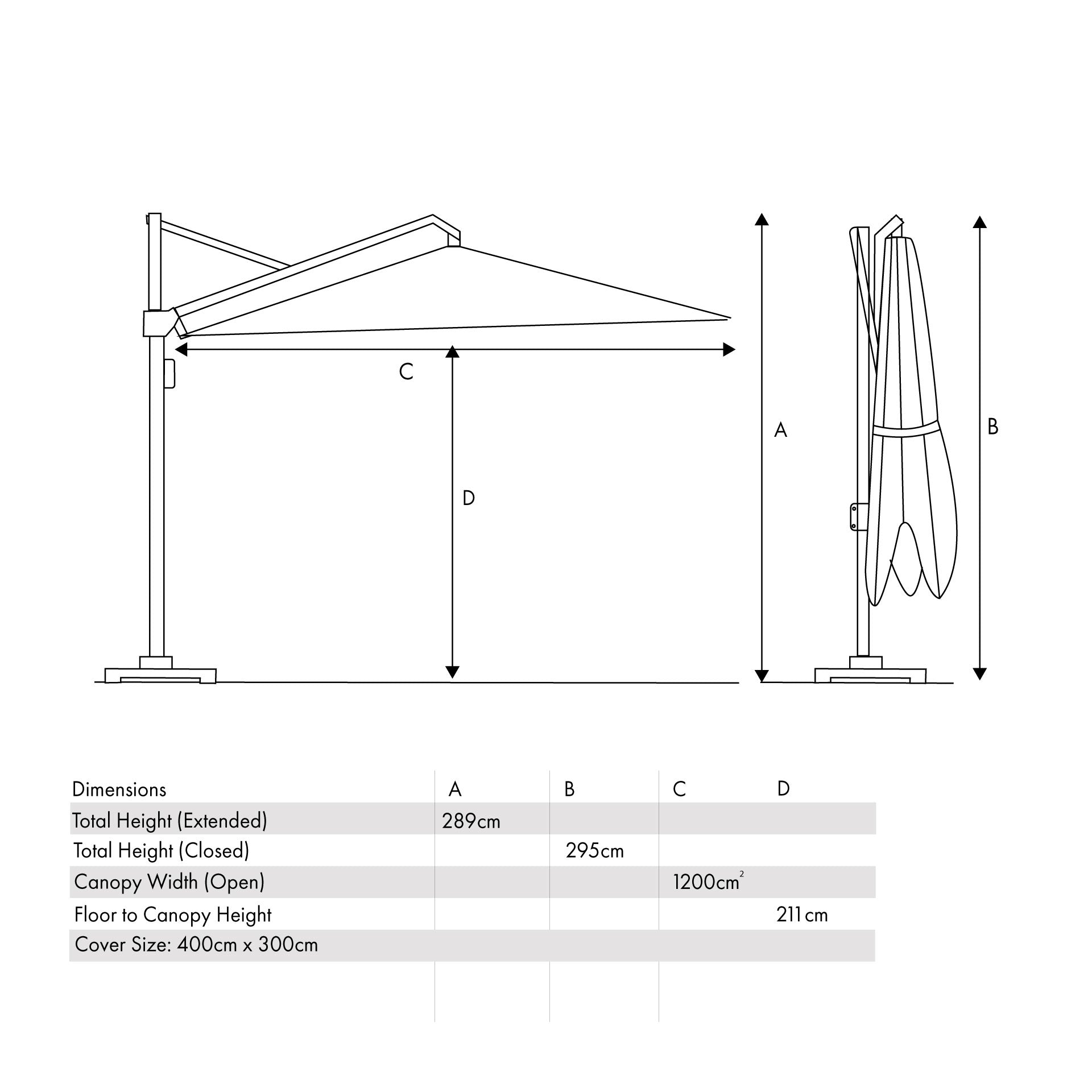 Platinum Icon 4m Rectangular Parasol