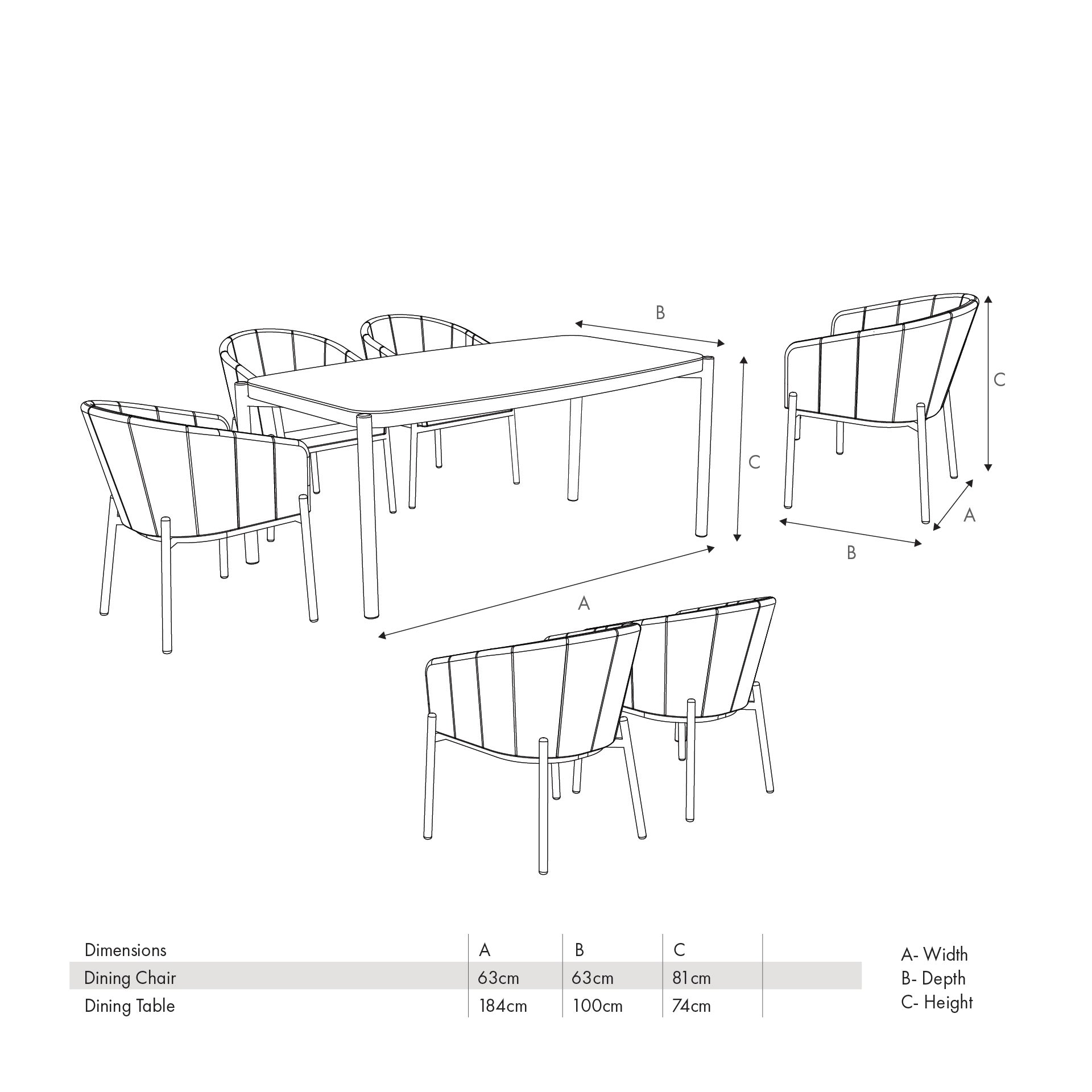 Nevada Putty Outdoor 6 Seater Dining Set