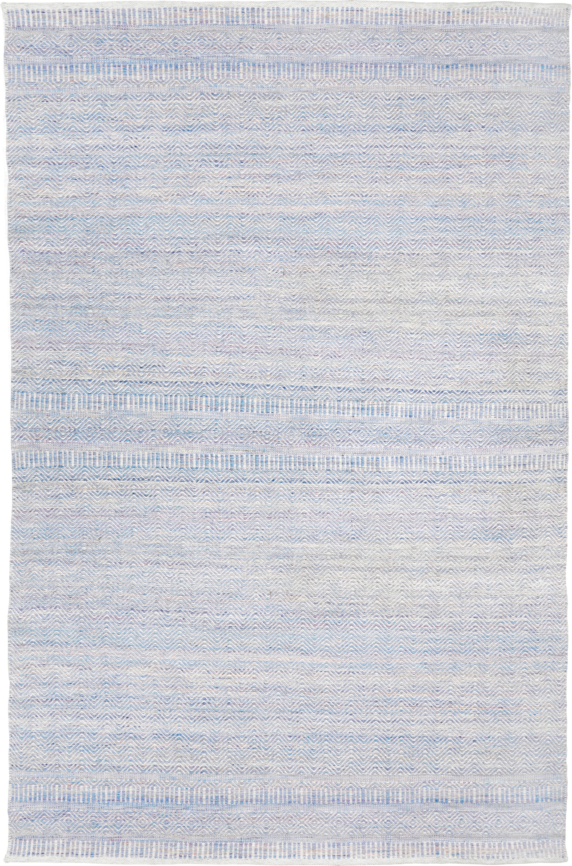 Outdoor Aqua Blue and White Inca Design Rug