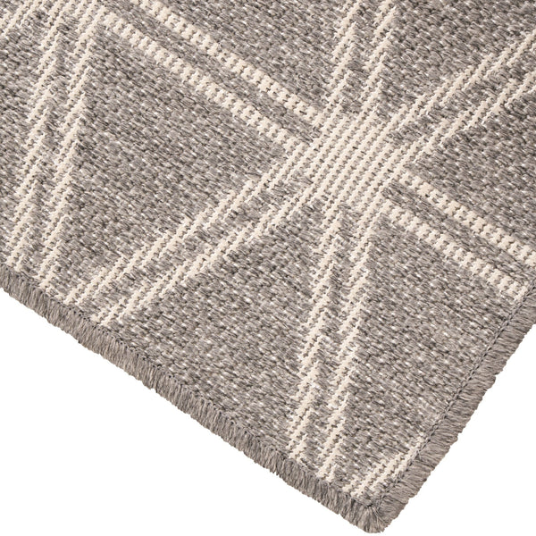 Silver & White Indoor Outdoor Rug – Weatherproof & Geometric Design ...