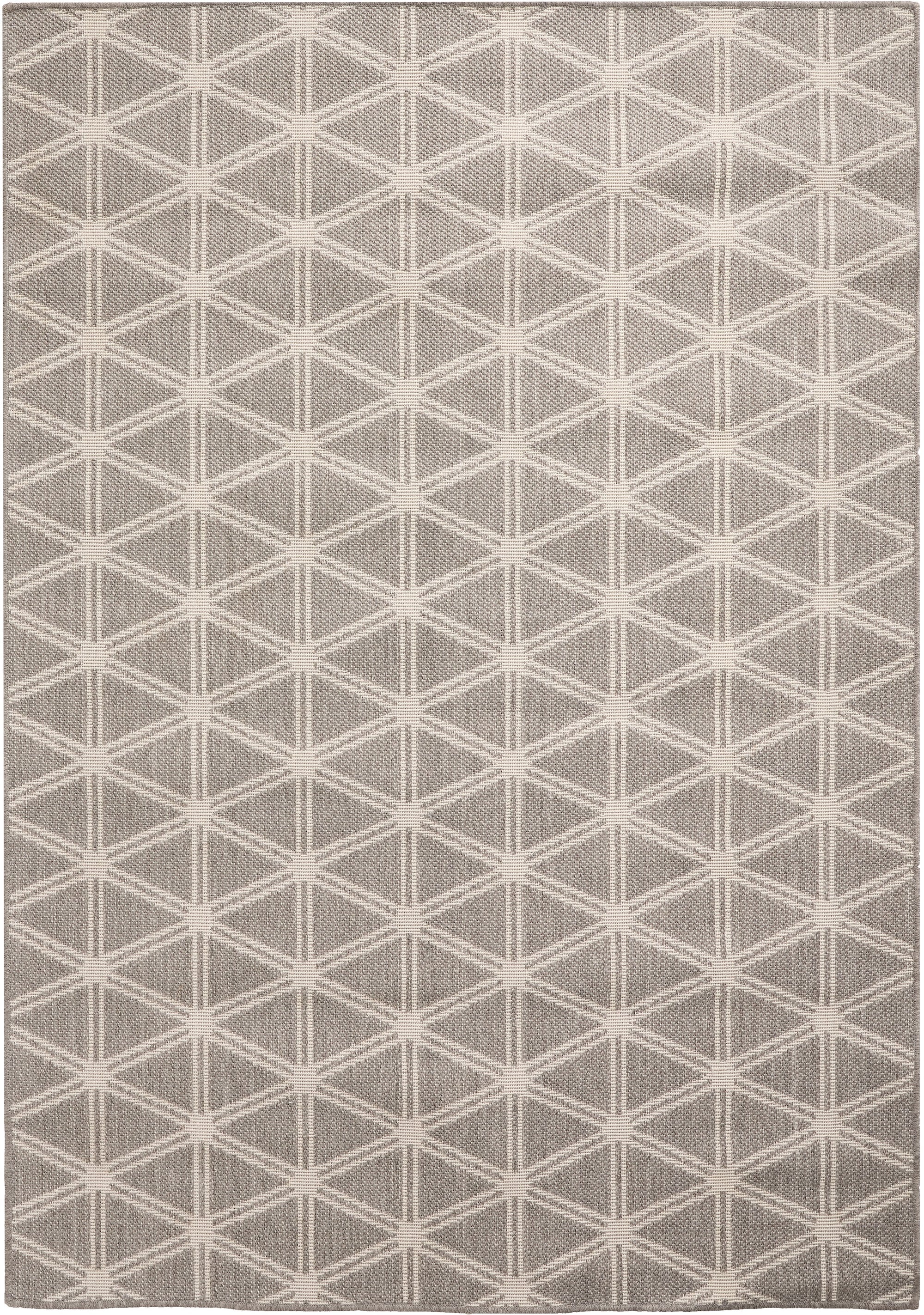 Outdoor Silver and White Geometric Design Rug