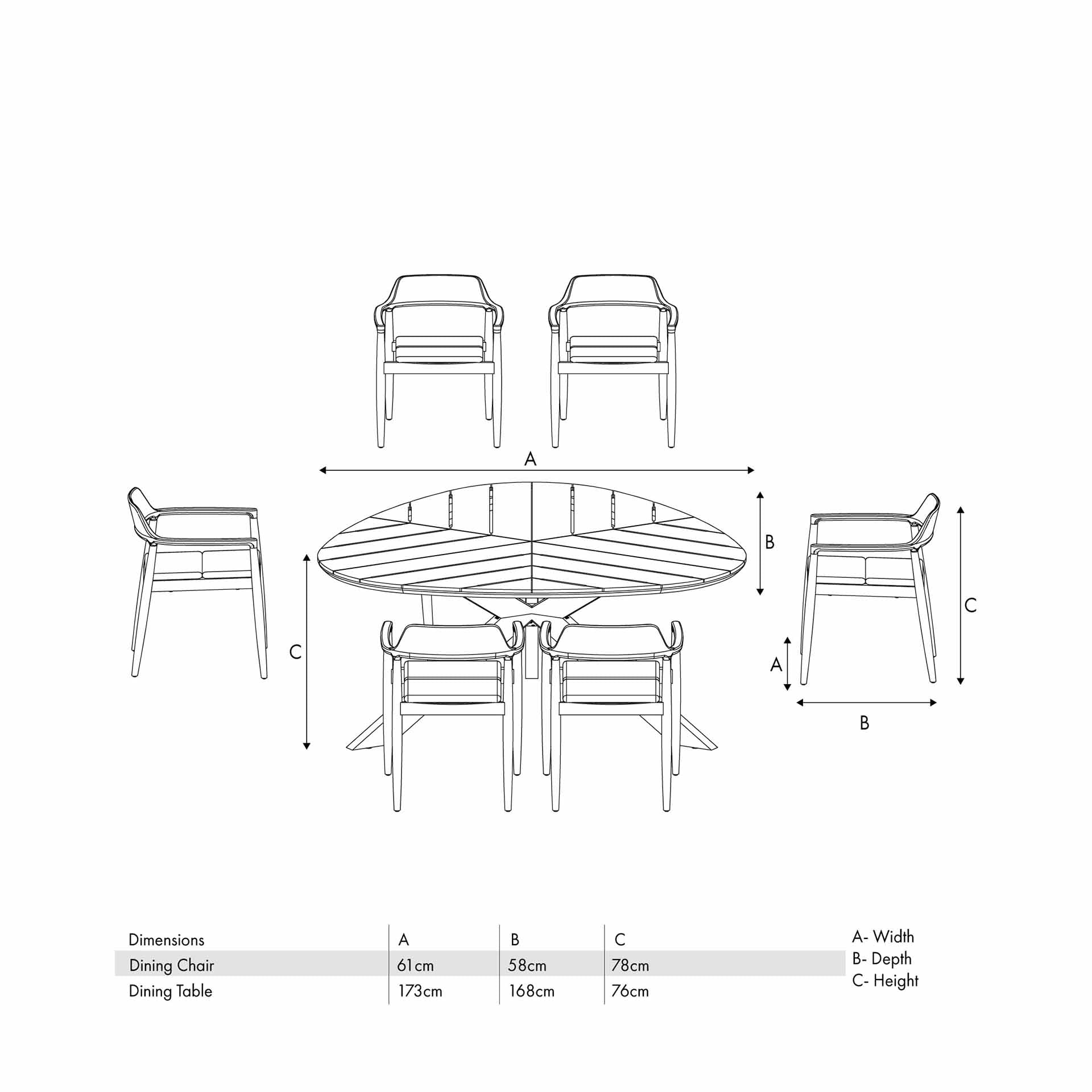 Reuleaux Outdoor 6 Seater Dining Set